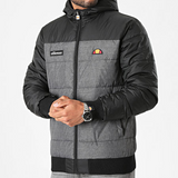 Brenta Hooded Down Jacket Black Grey Heather