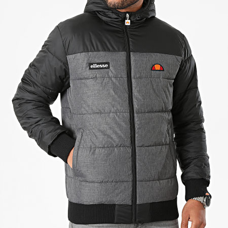 Brenta Hooded Down Jacket Black Grey Heather