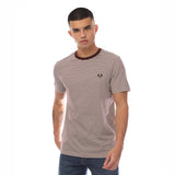 Fred Perry Fine Stripe T-Shirt in Oxblood