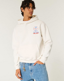 Hollister Men's Blue Boxy Shelby Graphic Hoodie