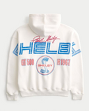 Hollister Men's Blue Boxy Shelby Graphic Hoodie