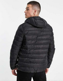 Farah Strickland quilted jacket with hood in black