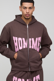 Oversized Homme Zip Hooded Split Hem Tracksuit