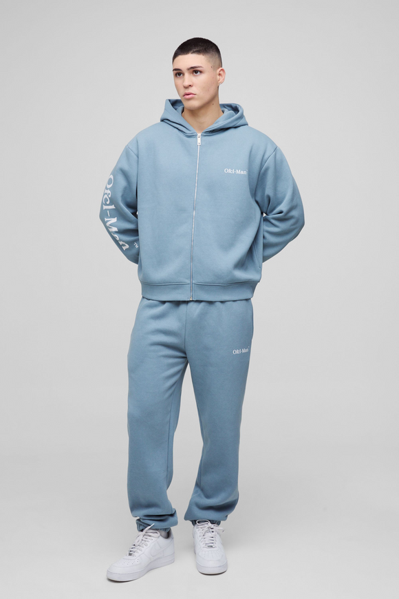 Oversized Boxy Official Man Zip Hooded Tracksuit