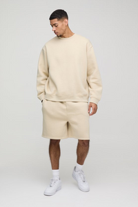 Oversized Sweatshirt Drop Crotch Short Tracksuit