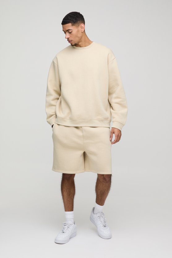 Oversized Sweatshirt Drop Crotch Short Tracksuit
