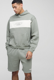 Oversized Boxy Man Colour Block Short Hooded Tracksuit