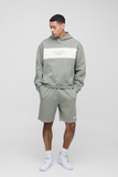 Oversized Boxy Man Colour Block Short Hooded Tracksuit