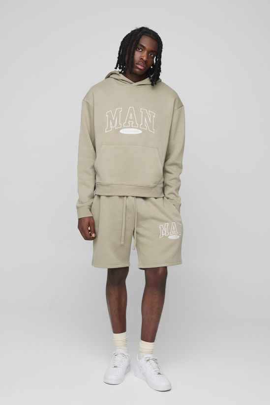 boohooMAN Oversized Boxy Man Hooded Short Tracksuit