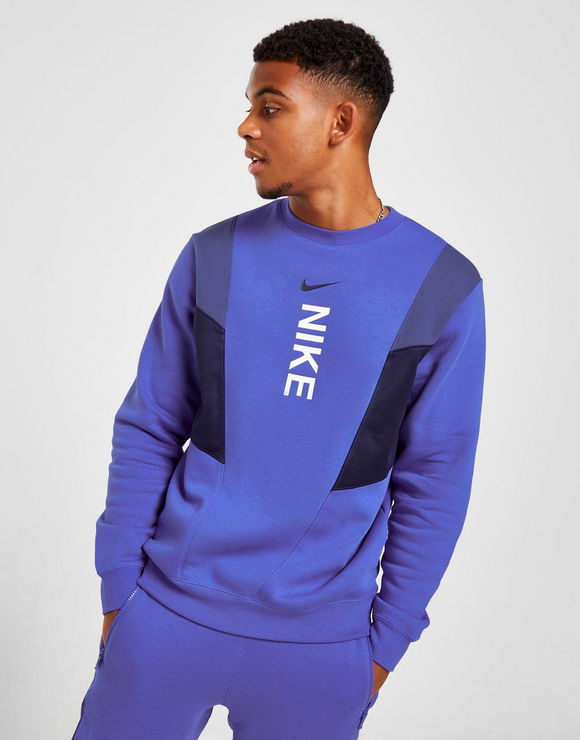 Blue Nike Hybrid Fleece Crew Sweatshirt