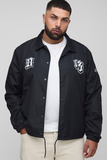 Plus Varsity Badge Collared Coach Regular Fit Jacket