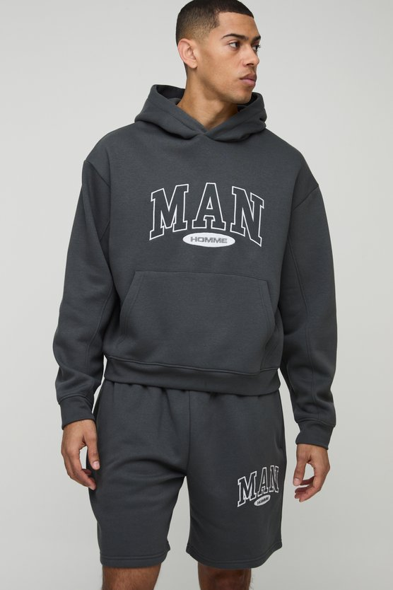 Oversized Boxy Man Hooded Short Tracksuit