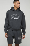 Oversized Boxy Man Hooded Short Tracksuit