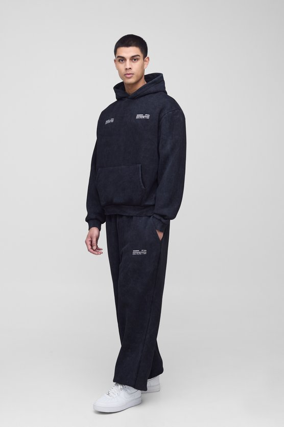 Tall Oversized Boxy Man Wash Hooded Tracksuit