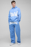 Tall Oversized Boxy Twill Applique Contrast Stitch Hooded Tracksuit