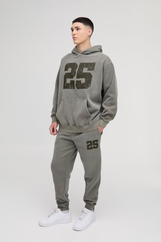 Oversized 25 Varsity Washed Hooded Tracksuit