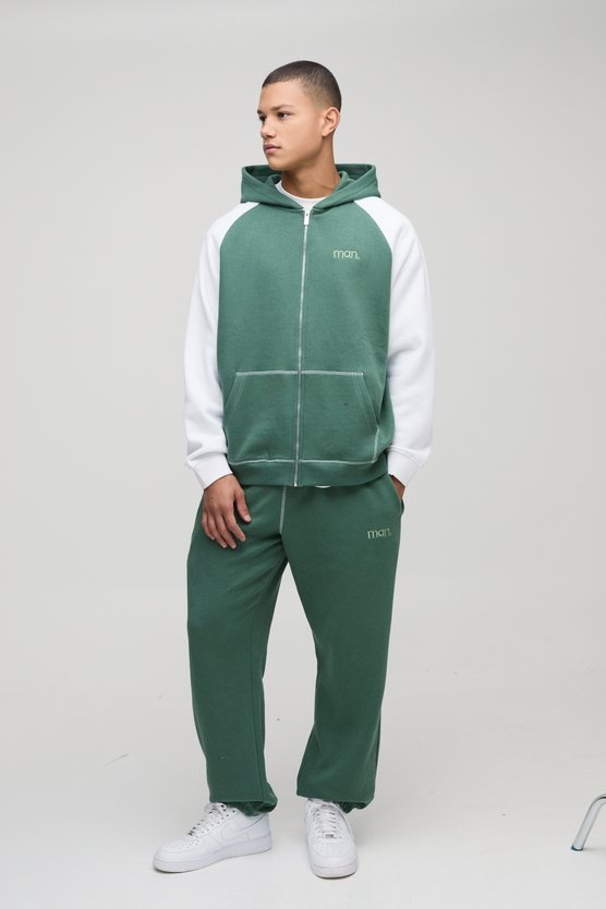 BOOHOOMAN Oversized Man Colour Block Zip Hooded Tracksuit