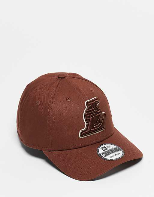 New Era Los Angeles Lakers 9forty outlined logo cap in brown