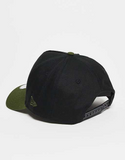 New Era E-frame camo patch logo cap in black with khaki contrast peak