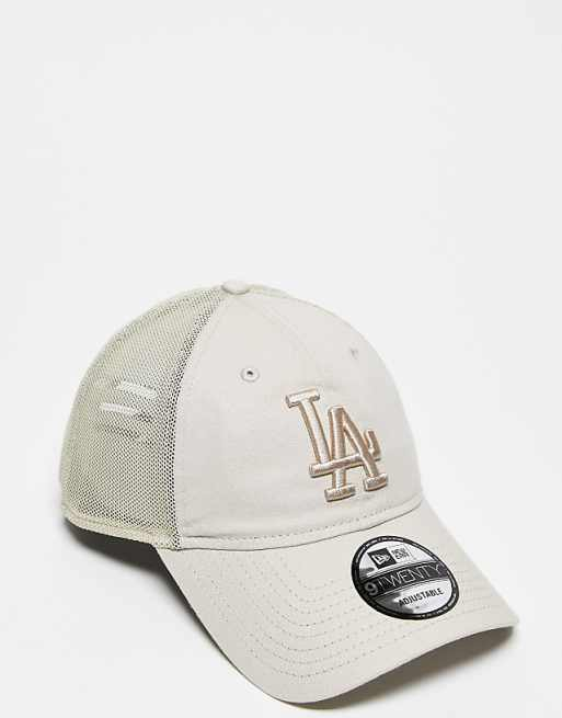 New Era LA Dodgers 9twenty washed trucker cap in beige