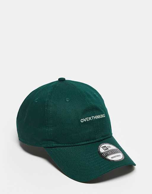 New Era 9twenty slogan detail cap in dark green