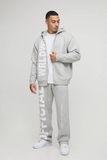 boohooMAN Oversized Worldwide Official Text Print Zip Through Tracksuit