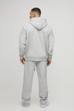 boohooMAN Oversized Worldwide Official Text Print Zip Through Tracksuit