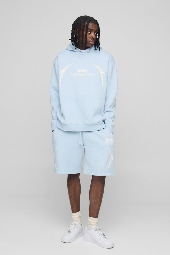 Oversized Man Hooded Short Tracksuit