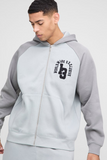Oversized Varsity Raglan Zip Hooded Tracksuit