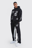 BOOHOOMAN Oversized tracksuit with graffiti print