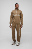 BOOHOOMAN Regular Fit Embroidered 1/4 Zip Tracksuit