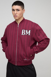 Oversized BM Pinstripe Jersey Bomber Jacket