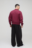 Oversized BM Pinstripe Jersey Bomber Jacket