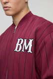 Oversized BM Pinstripe Jersey Bomber Jacket