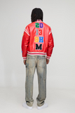 University bomber jacket in imitation leather with crest