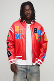 University bomber jacket in imitation leather with crest