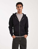 Hollister boxy zip through hoodie in black