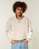 Hollister 's Boxy Logo Quarter-Zip Sweatshirt | Men's Tops