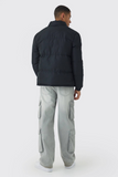 boohooMAN Funnel Neck Puffer Jacket in Black