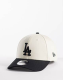 New Era LA Dodgers 9forty colourblock cap with contrast peak in cream/black