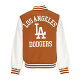 LA Dodgers MLB Team Wordmark Brown Bomber Jacket