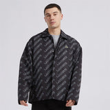 Men's zip-up jacket with stand-up collar and graphic print