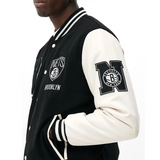 Brooklyn Nets Varsity Black and Off White Jacket