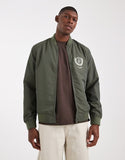 ASOS DESIGN lightweight bomber jacket with print in khaki