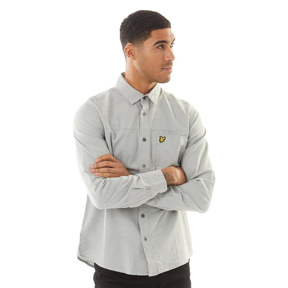 Lyle And Scott Vintage Mens Utility Long Sleeve Shirt Cold Grey