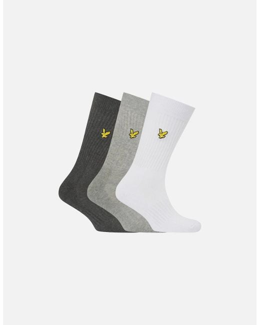 Lyle & Scott Men's Grey 3 Pack Of Plain Socks
