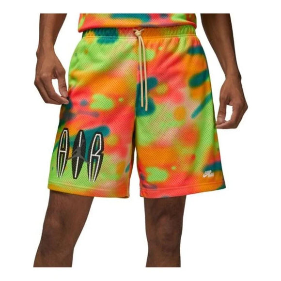 Men's Air Jordan Flight MVP AOP Multi-Color Tie Dye Straight Sports Shorts Multicolor