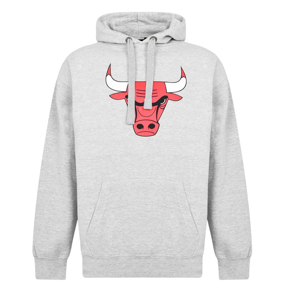 NBA Bulls Antigua Heathered Gray Logo Victory Pullover Hoodie