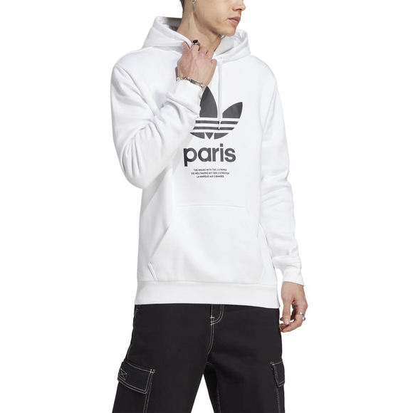 White adidas Originals Mens Icone Paris City Originals Hoody
