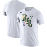 Men's Nike White Milwaukee Bucks Courtside Performance Block T-Shirt